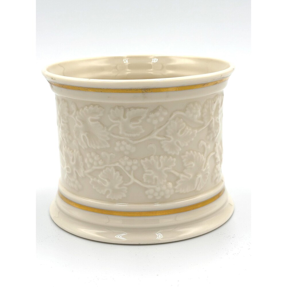 VTG Lenox Ivory Fine China Grapevine Wine Bottle Holder Coaster Gold Trim USA